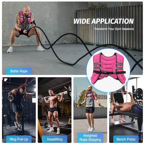 Pink 12lb Weighted Vest for Workout and Fitness - Reflective Stripe