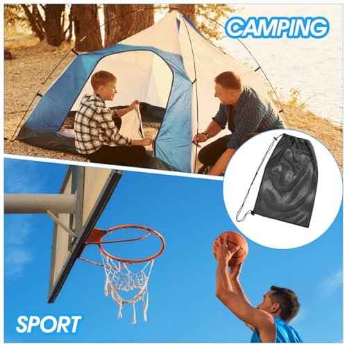 2 pcs Mesh Bag Oversized, 19" x 27" Mesh Snorkel Gear Bags, Large Drawstring Net Bag for Diving Snorkeling, Fins, Swimming Gear, Beach and Sports Equipment Balls Collect(Black & Blue)