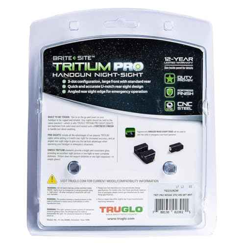 TRUGLO Tritium Pro Handgun Night Sights, Compatible with 1911 Handguns Compact Gun Sights with Daylight White Dots, Night Tritium Dots & White Focus Lock Front Ring