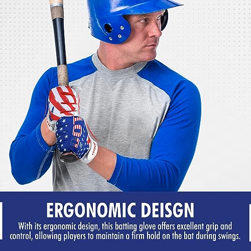 Adult Medium American Flag Batting Gloves Baseball & Softball Gloves Men Youth Unisex