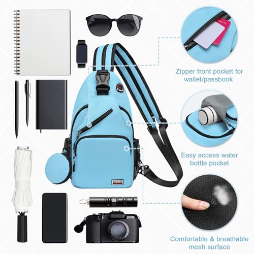Small Sling Bag with Coin Pocket for 11-Inch Tablets - Large, Blue
