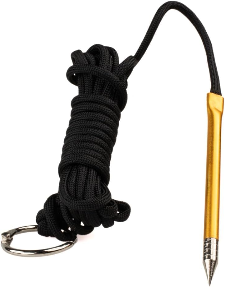10 Foot 550lb Paracord Fishing Stringer Fish Holder with Metal Threading Needle and 1 Inch Split Ring