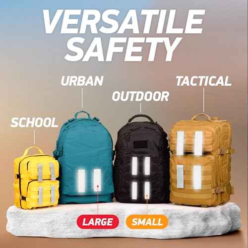 Reflective Backpack Bands | 3M Scotchlite Reflectors | Hook-and-Loop Closure | 1x4 & 1.5x5 in | 2-Pack (Silver)