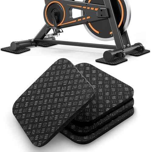 TOBWOLF 4PCS Double-Sided Non-Slip Exercise Bike Mat, 4" x 4" Premium Silicone Anti Vibration Mat for Exercise Bike, Treadmill, Walking Pad, Lightweight Exercise Equipment Mat for Floor Protection