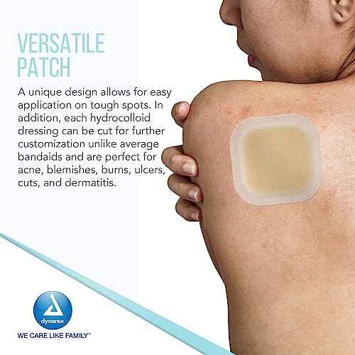 Dynarex DynaDerm Hydrocolloid Dressings, Sterile Moist Bandages, 2" x 2," Thin & Latex-Free, Peel-Down Patches, 1 Case - 12 Boxes of 20 DynaDerm Hydrocolloid Dressings