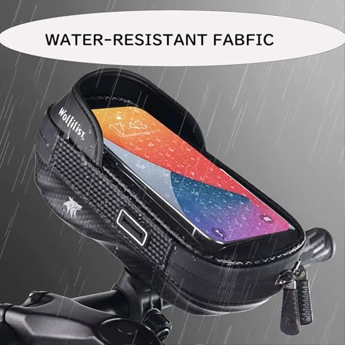 Waterproof Bike Phone Mount - Touch Screen Holder for 7'' Phones, 360¡Æ Rotation & Shockproof Handlebar Bag - Ideal for Cycling, Motorcycle, Electric Bike Accessories (BLACK)