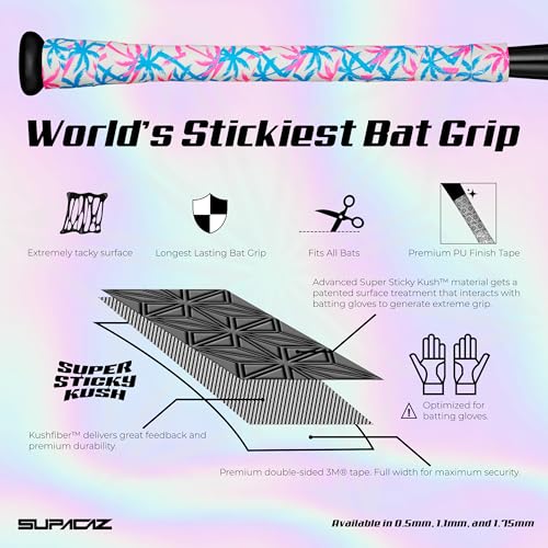 Supacaz Super Sticky Kush Baseball Bat Tape - Splat - Neon Orange - 0.5mm