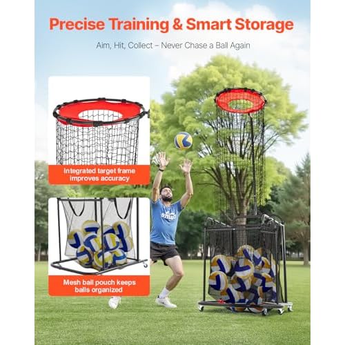 VEVOR Volleyball Training Net System,8 * 11/12 * 11ft/Pitching Practice/Spiking Practice/14 Net,Portable Net Station, Easy Setup Indoor Outdoor Target Net for Serving Spiking Setting