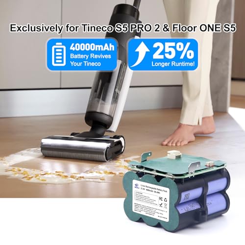 Replacement Battery for Tineco S5 PRO 2 S5 Vacuum Cleaner 21.6V 4000mAh Li-ion