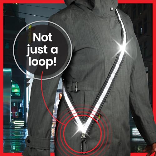 Midnight Black Reflective Sash for Night Walking 60" Reversible Safety Belt