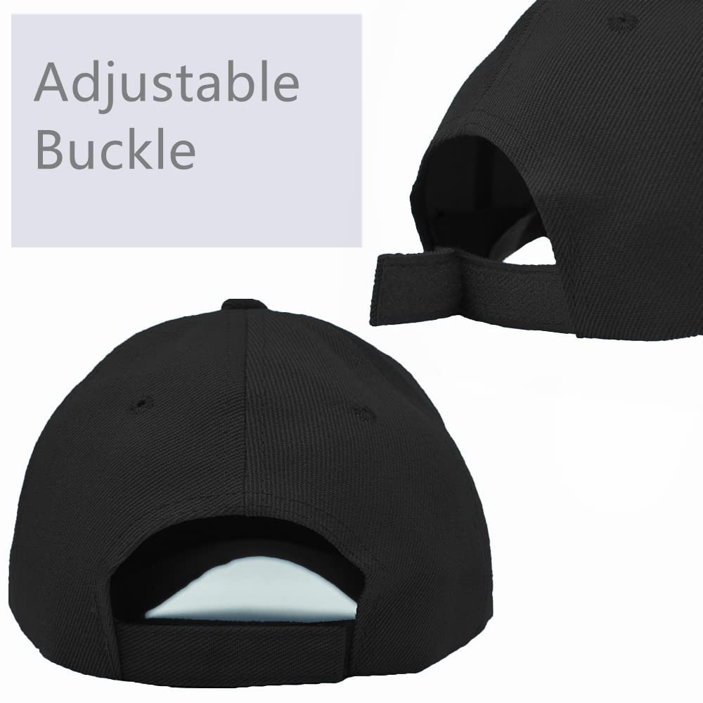 Glory Max Plain Baseball Cap Hook & Loop Strap Adjustable Solid Blank Curved Visor Hat (Black)
