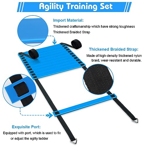 Blue Soccer Speed & Agility Training Set with Ladder Cones & Carry Bag