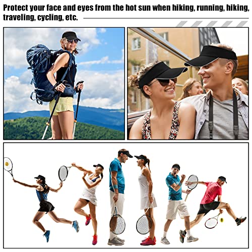 24 Pcs Sun Visors for Women & Men Tennis Sun Hat Visor Black One Size