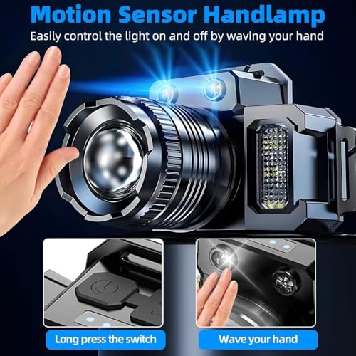 Rechargeable Headlamp with Motion Sensor, 5 Modes, Power Bank - Variation C