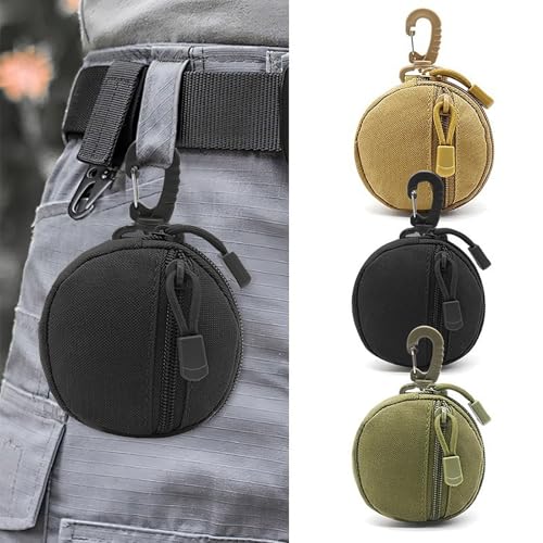 Black 2 Pack MOLLE Pouch with Carabiner Clip Mini Coin Purse Keychain