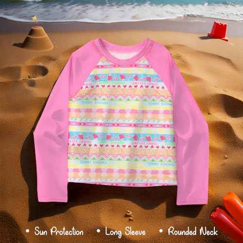 Tommy Bahama Girls 2-Piece Swimsuit Set, Long-Sleeved Rash Guard and Bikini Bottoms, Quick-Drying Swimwear for Kids