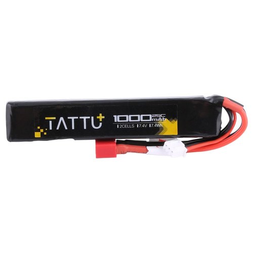 Tattu 7.4V Airsoft LiPO Battery with Deans Connector, 1000mAh 25C 2S Battery Pack for Airsoft Guns