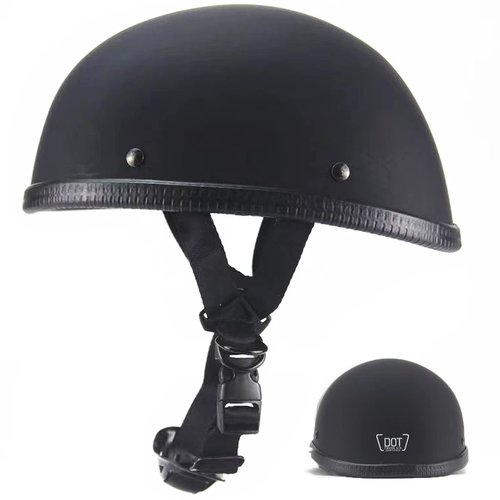 Motorcycle Half Helmet, DOT Approved Adult Men Women Retro Open Face Bike-Helmets, Bicycle/Skateboard Helmet for Adults, Bike, Skate, Scooter, Longboard Half Shell Helmet (Matte Black, Large)