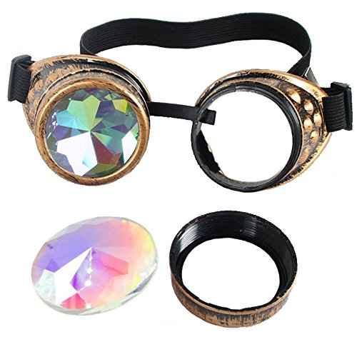 Lelinta Kaleidoscope Goggles Steampunk Goggles Glasses Halloween Costume Accessories for Cosplay Party