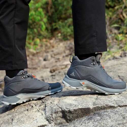 HUMTTO Men's All-Terrain Waterproof Hiking Boots - Grey, Size 10