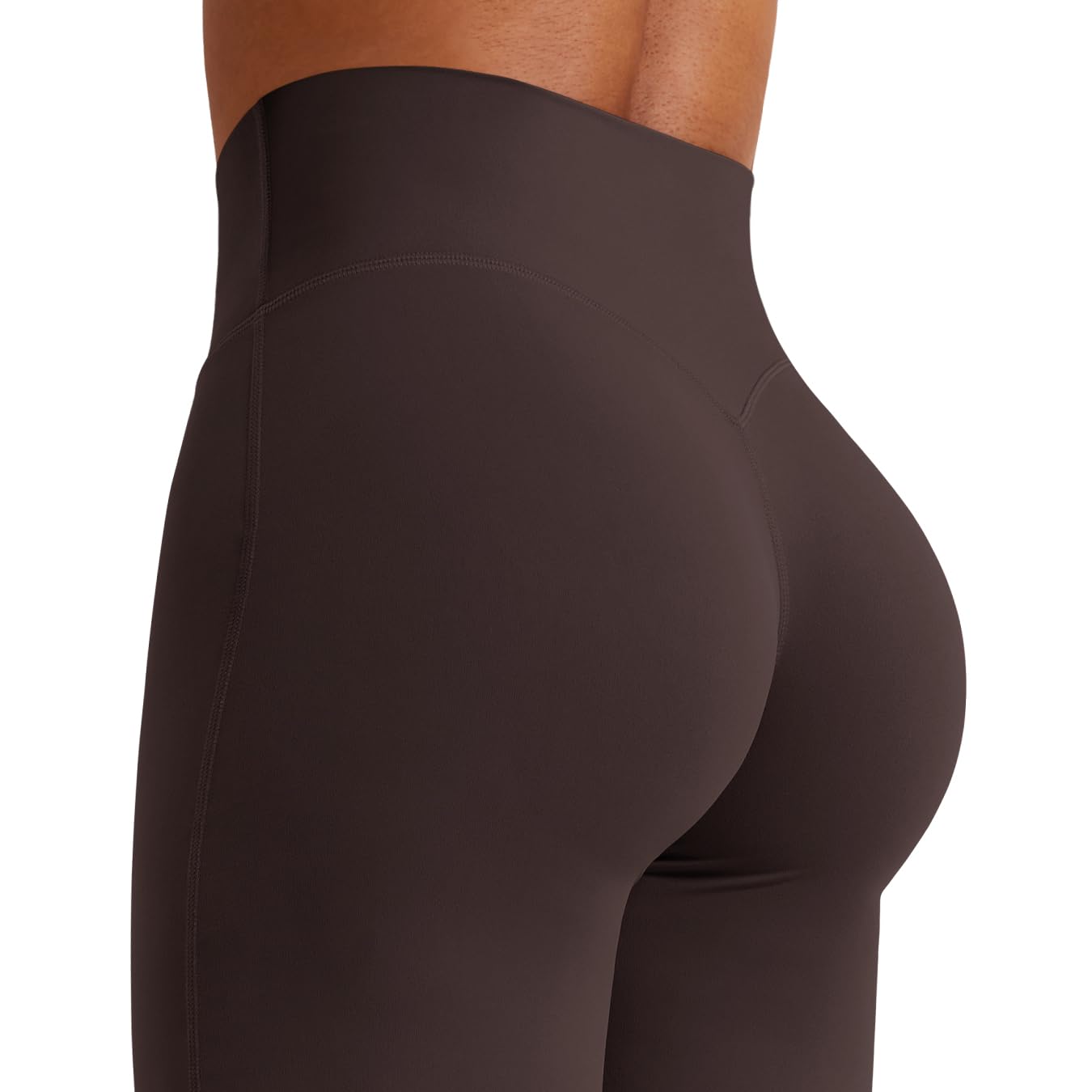 YEOREO Workout Leggings Womens No Front Seam Straight Leggings 31.5" High Waist Buttery Eddiy Gym Yoga Pants Dark Brown XL