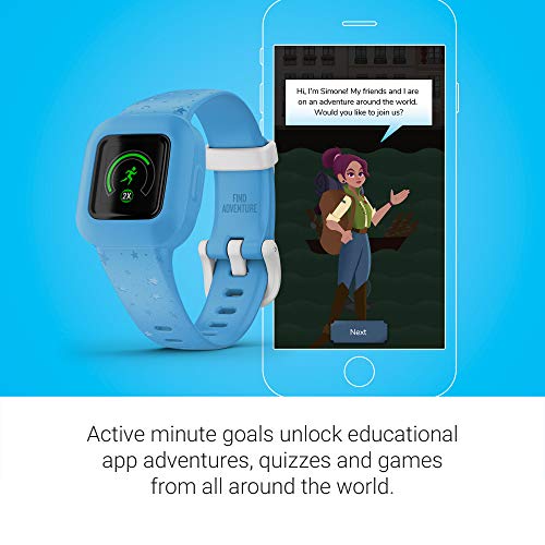 Garmin vivofit jr. 3, Fitness Tracker for Kids, Includes Interactive App Experience, Swim-Friendly, Up to 1-Year Battery Life, Blue Stars