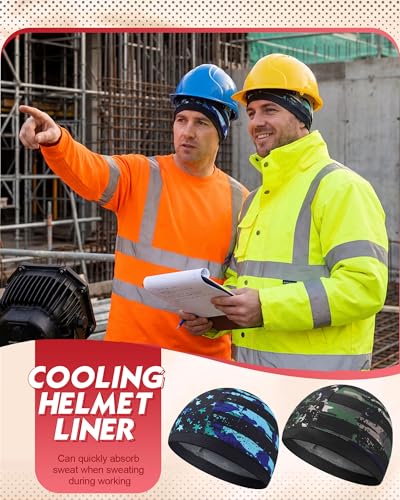 9 Pcs Cooling Skull Cap Liner for Men - Sweat-Wicking Cycling Headwear with Multicolor National Flag Variation