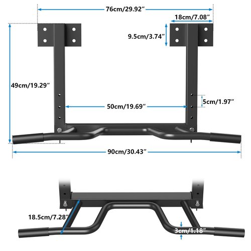 Wall Mount Pull Up Bar, Joist Mount Pull Up Bar, Beam and Rafter Mounted Chin Up Bar for Home Gym With Wood Mount and Wall Mount Screws (Black4)