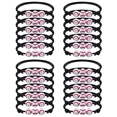 MIAHART 24 Pcs Ball Bracelet Adjustable Baseball Bracelet Sports Theme Bracelets Sports Party Favors