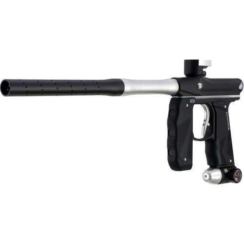 Maddog Empire Mini GS Electronic Full Auto Paintball Gun Marker w/ 48/3000 HPA Paintball Tank, Empire Halo Too Electronic Loader, 4-Pod Harness & (4) Pods Starter Package - Dust Black/Silver