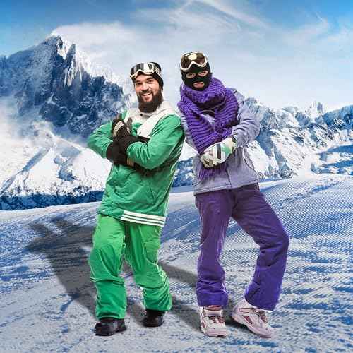 Pukavt 1-2 Pack 3 Hole Winter Knitted Mask, Full Face Cover Ski Mask Warm Balaclava for Skiing, Motorcycle, Snowboard