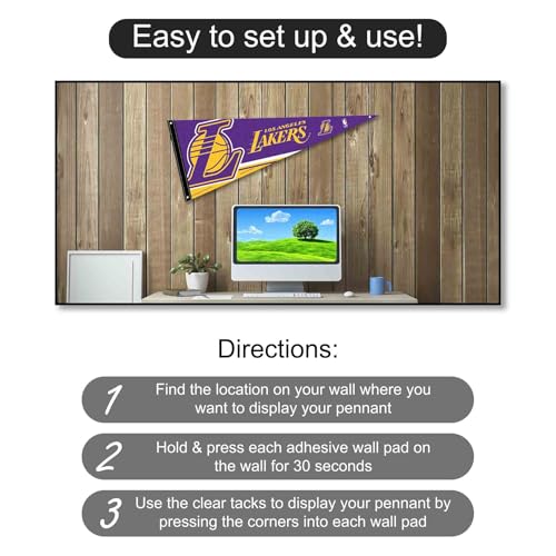 Los Angeles Lakers Pennant Flag and Wall Tack Pads Mounts