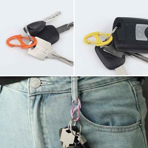 SWATOM 20PCS S Double Sided Mini Carabiner Clip Small Dual Wire Gate Carabiners Keychain Clasp Snap Hooks Tiny Key Clips EDC Accessories for Outdoor Camping Fishing Hiking
