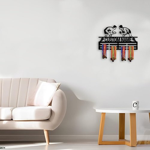 XIAO.Z Personalized Metal Wrestling Medal Hanger Holder Display Rack for Awards Ribbons With Led Light- Custom Sports Medal Holder for Wall,Medal Hanger Display Award Rack With Boy Girl Kid's Name
