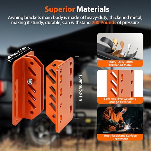 Universal Roof Rack Awning Mounting Brackets Quick-Release Set for SUVs
