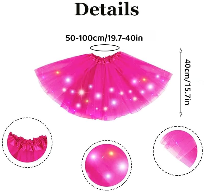 Rose One Size Women’s LED Tutu Skirt - Light Up Dance Ballet Tulle Costume