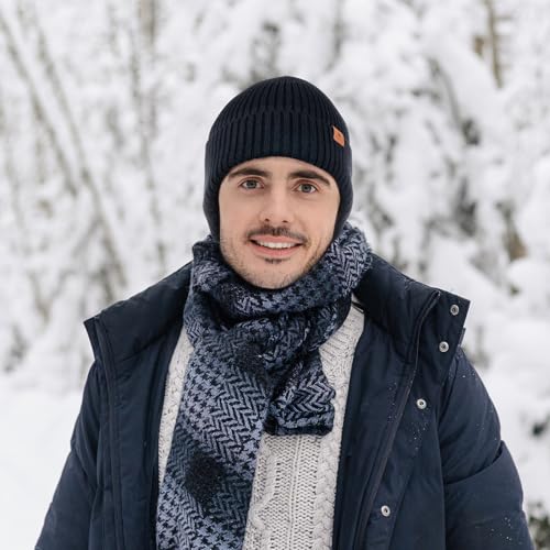 Ocatoma Winter Beanie with Earflap for Men Women Warm Knit Soft Hat Outdoor Beanie Unisex Gifts for Men Women
