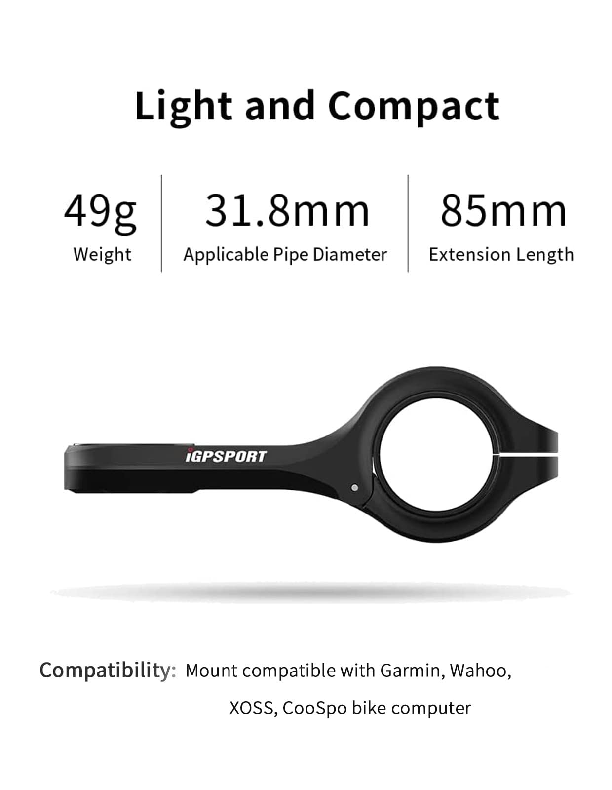 iGPSPORT Bike Computer Mount, Common Extended Out Front Bike Mount Compatible with Garmin Wahoo Cycplus CooSpo XOSS Cycling Computer