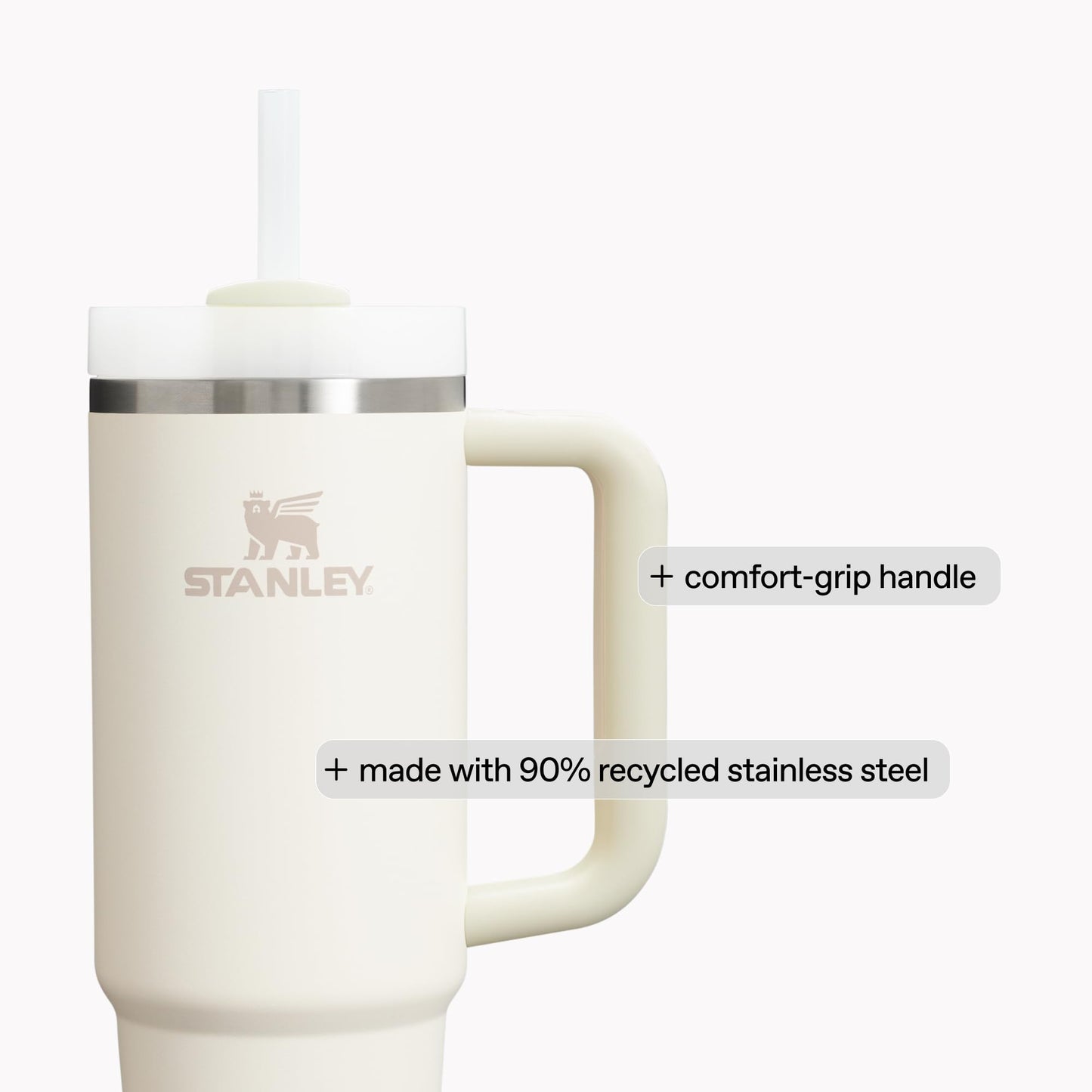 STANLEY Quencher H2.0 Tumbler with Handle and Straw - 40 Fluid Ounces, Flowstate 3-Position Lid, Insulated Stainless Steel, BPA-Free, Cup Holder Compatible, Lichen