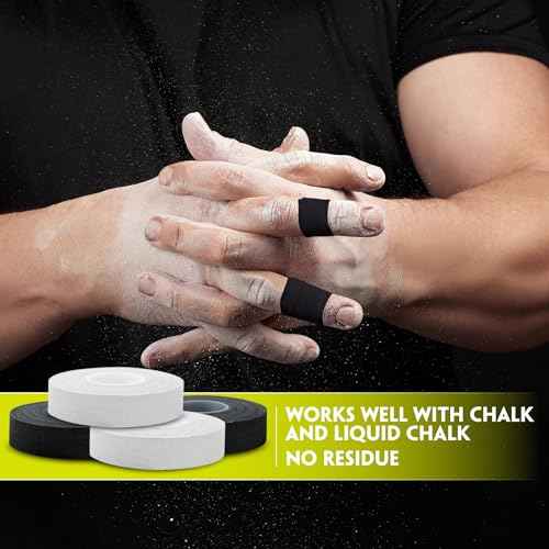 Finger Tape 2, 3, 6 or 12 Pack Black | Residue Free Skin Friendly Strong Athletic Sports Tapes | 0.5¡± x 45 Feet for Rock Climbing Martial Arts (2, Black)