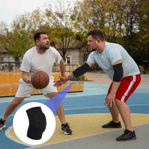 1 Pair Tandem Volleyball Elbow Pads, Arm Brace Pads Elbow Protector Strap Support Fitness Arm Protector Compression Breathable with Padded for Men and Women (Black, S, Suitable weight:110-176lb)