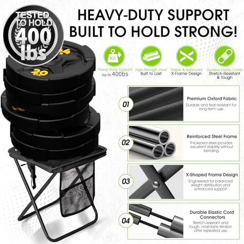 Portable Folding Stool 16 Inch Support 400 lbs Lightweight Camp Chair