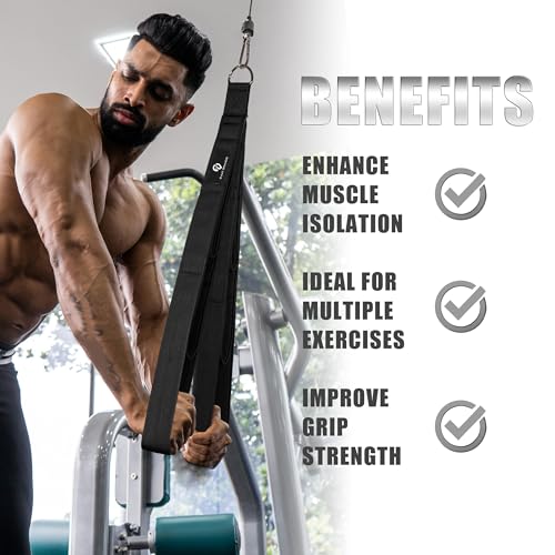 EVMT Tricep Rope Cable Attachment for Gym & Home Workouts - 27 & 20 Inch