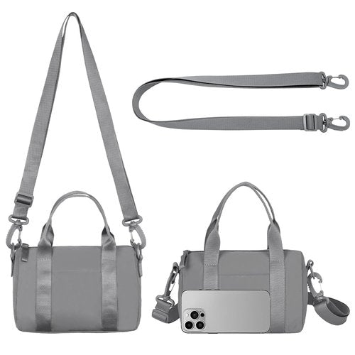 Geerlaqaly small gym bag,Women, Wrinkled Nylon, Daily Fitness sport, Swimming, Yoga, Handheld,grey