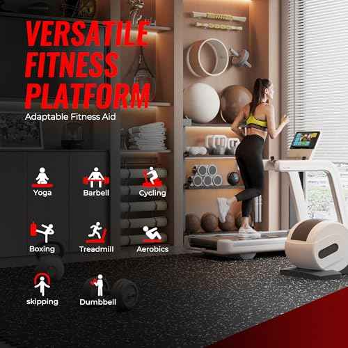 SUPERJARE 0.56'' Thick 12 Pcs 48 Sq Ft Rubber Top Exercise Equipment Mats, High Density EVA Foam Mats with Rubber Top, Interlocking Gym Flooring for Home Gym, Protective Workout Mat, Black/Grey