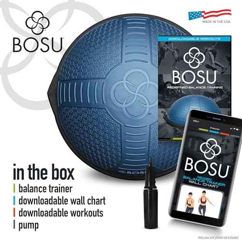 BOSU NexGen 25IN Home Fitness Exercise Gym Strength Flexibility Balance Trainer with Rubberized Non Skid Surface and Hand Air Pump