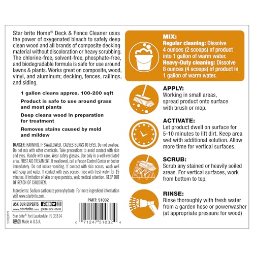 Star Brite Home Deck and Fence Cleaner 32 Oz Oxygenated Biodegradable Bleach