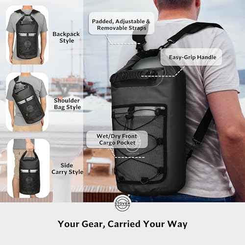 STOVER 5/10/25/30/40/55L Waterproof Backpack- Floating Dry Bag for Kayaking, Travel, Beach, Hiking, & Camping, Men/Women