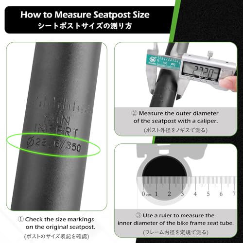 Bike Seat Post 27.2mm x 350mm Aluminum Alloy for Road/Mountain Bike - Black