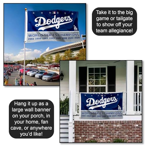 Los Angeles Dodgers 8 Time World Champions Series 3x5 Flag